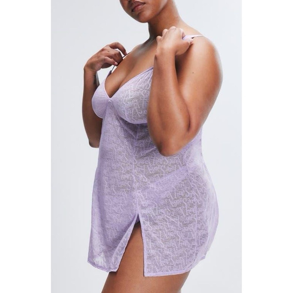 Savage X Fenty Lace And Mesh Slip Lavender Purple 1X